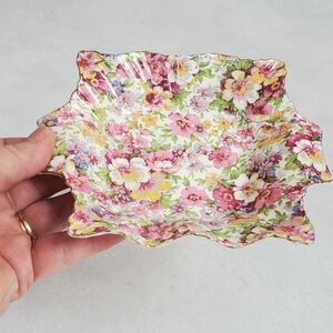 James Kent Ltd Longton "Du Barry" Chintz Trinket Candy Dish Chelsea Vtg England